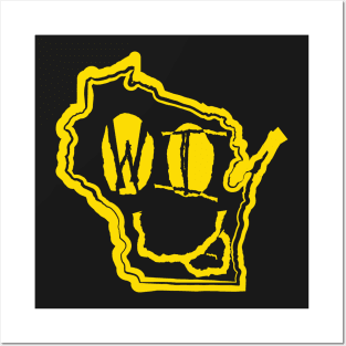 WI Eyes Wisconsin Grunge Smiling Face Black background Posters and Art